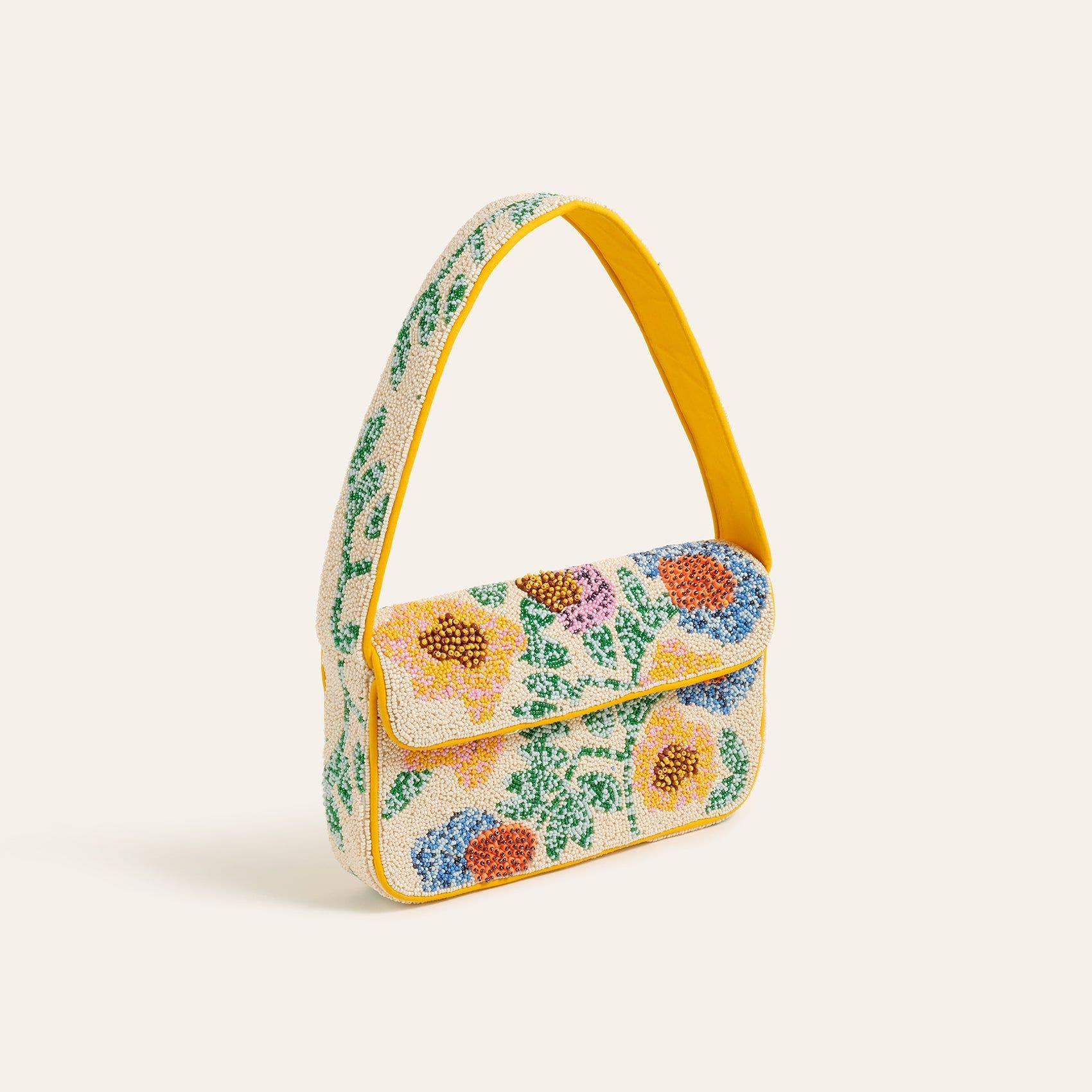 Zsa Zsa Zsu Delhi Beaded 100% Polyester Shoulder Bag 9X6 In, Alternate, color, Yellow