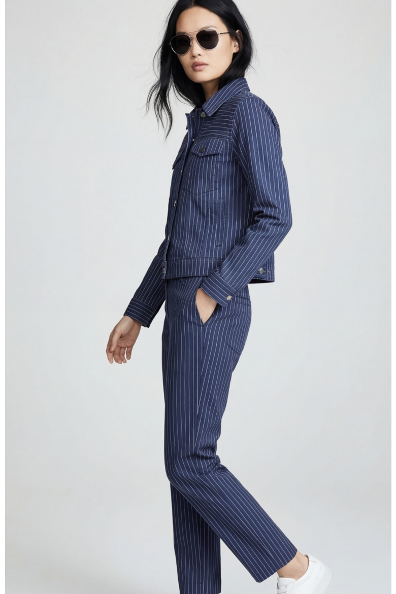 Dynamic Dina Striped Ultralight Tapered Ankle Pant, Alternate, color, Pinstriped True Blue/White