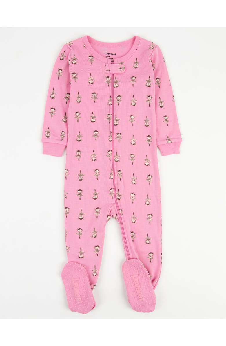 Leveret Kids Footed Cotton Matching Family Pajamas, Whimsy & Fantasy Prints, Main, color, Ballerina