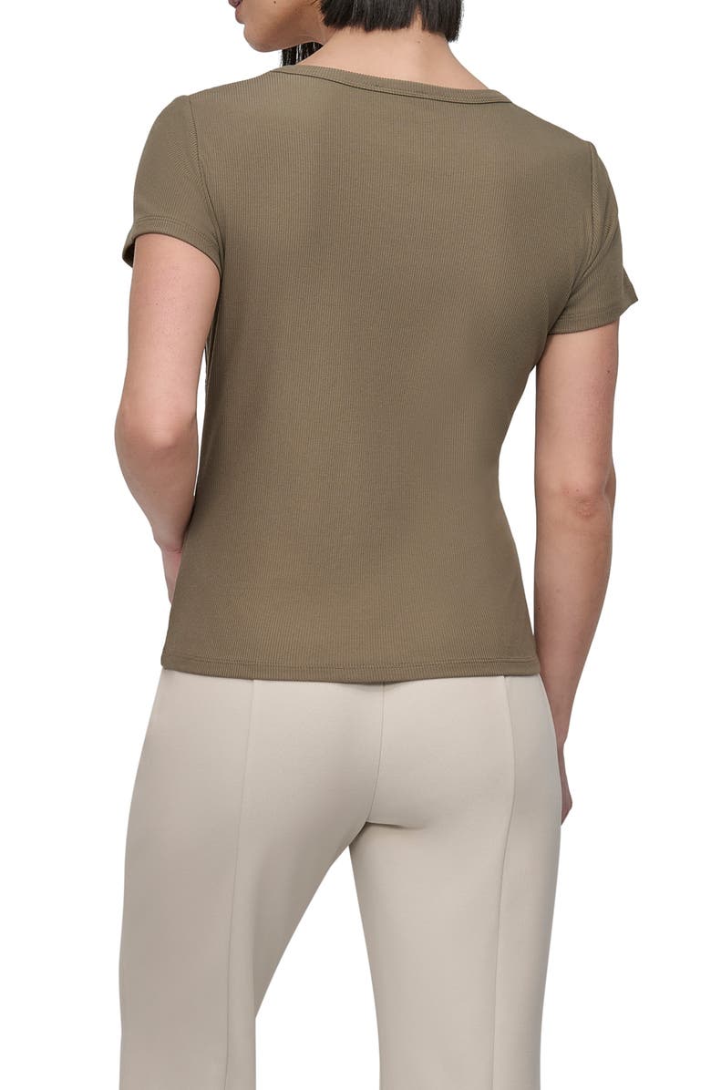 DKNY Twist Neck Rib T-Shirt, Alternate, color, Utility Green