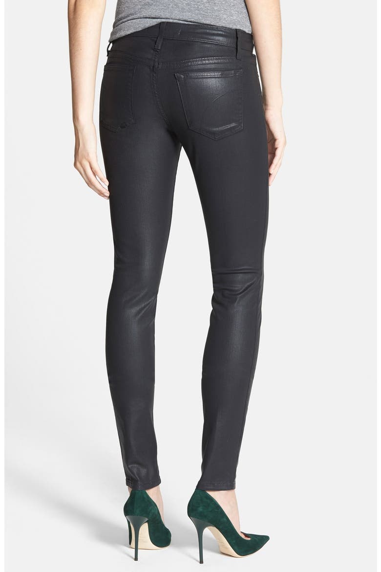 Coated Skinny Jeans, Alternate, color, JET BLACK