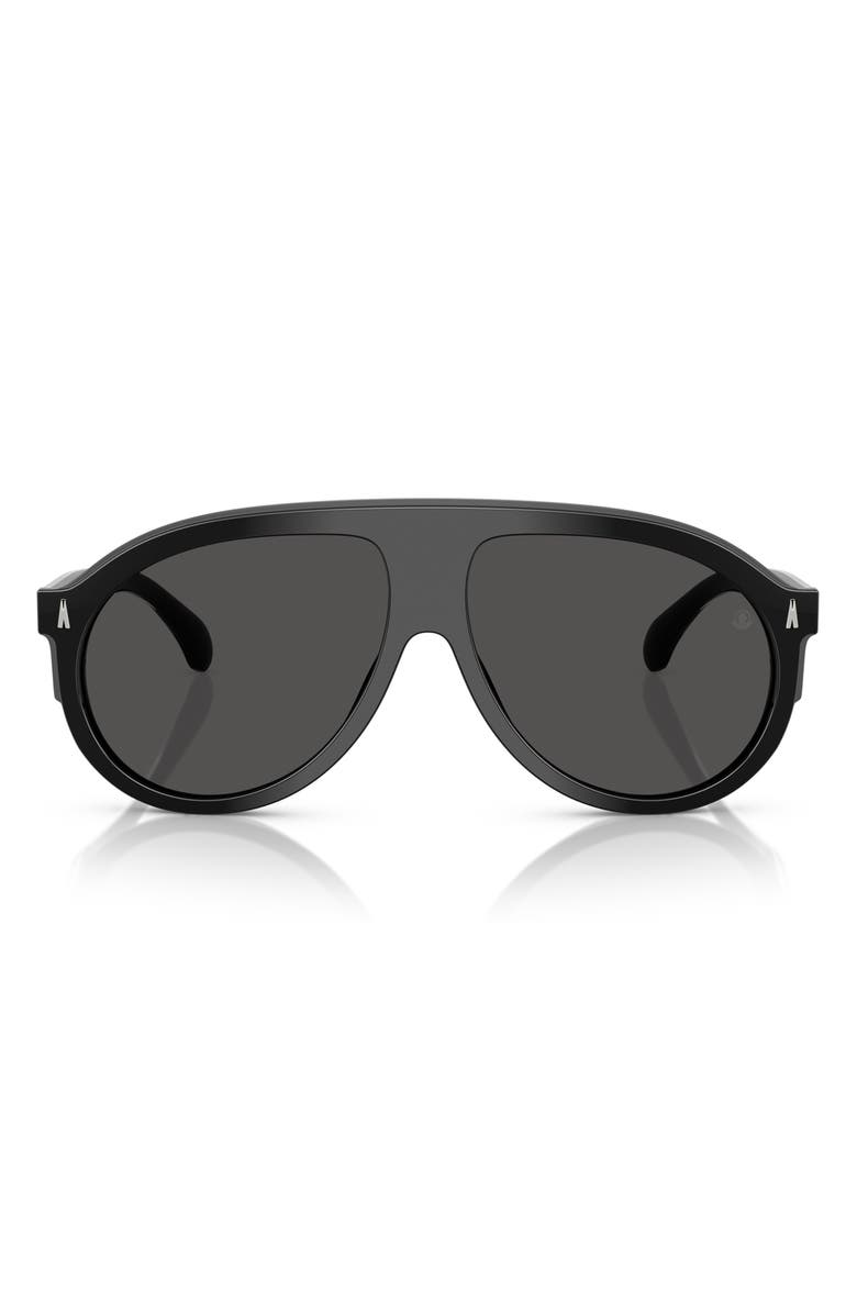 Moncler Fhaite 59mm Polarized Pilot Lenses, Main, color, Shiny Black