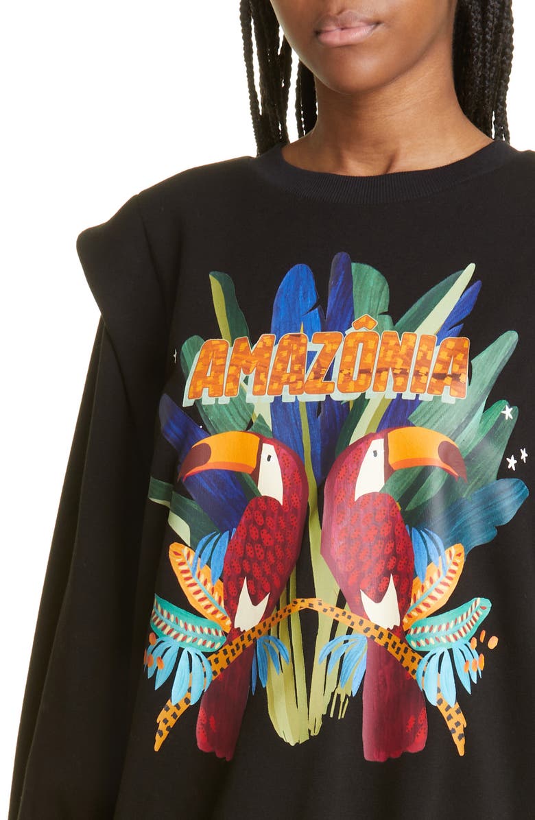FARM Rio Amazonia Toucans Long Sleeve Graphic Sweater Dress, Alternate, color, 