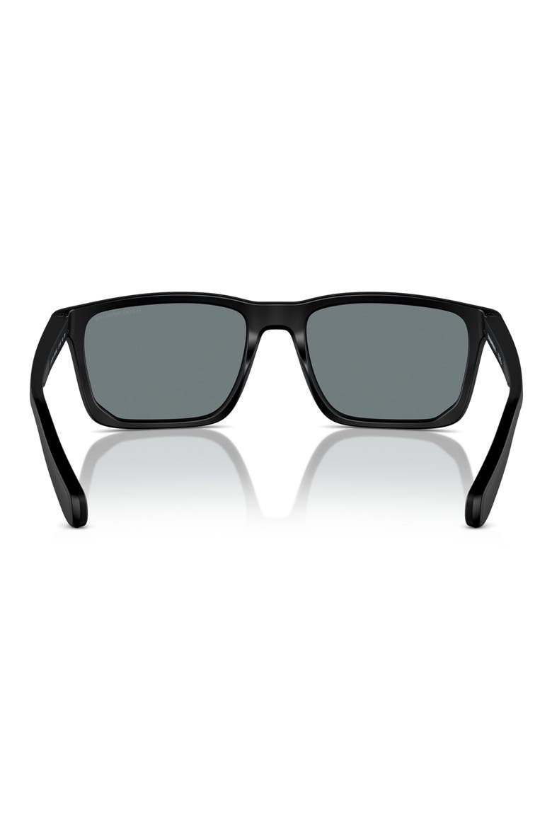 57mm Rectangle Sunglasses, Alternate, color, BLACK / GREY MIRROR BLACK