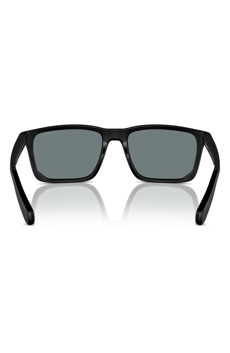 Emporio Armani 57mm Rectangle Sunglasses, Alternate, color, Black / Grey Mirror Black