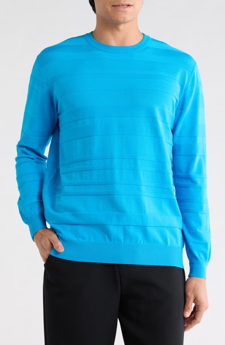 Bugatchi Stripe Sweater, Main, color, Aqua