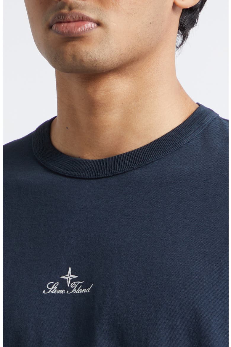 Institutional One Embroidered Cotton T-Shirt, Alternate, color, NAVY BLUE
