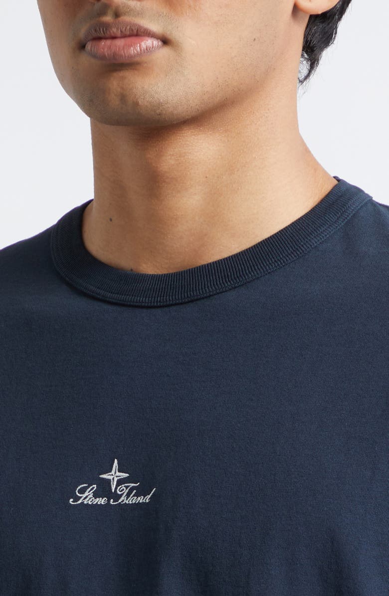 Stone Island Institutional One Embroidered Cotton T-Shirt, Alternate, color, Navy Blue