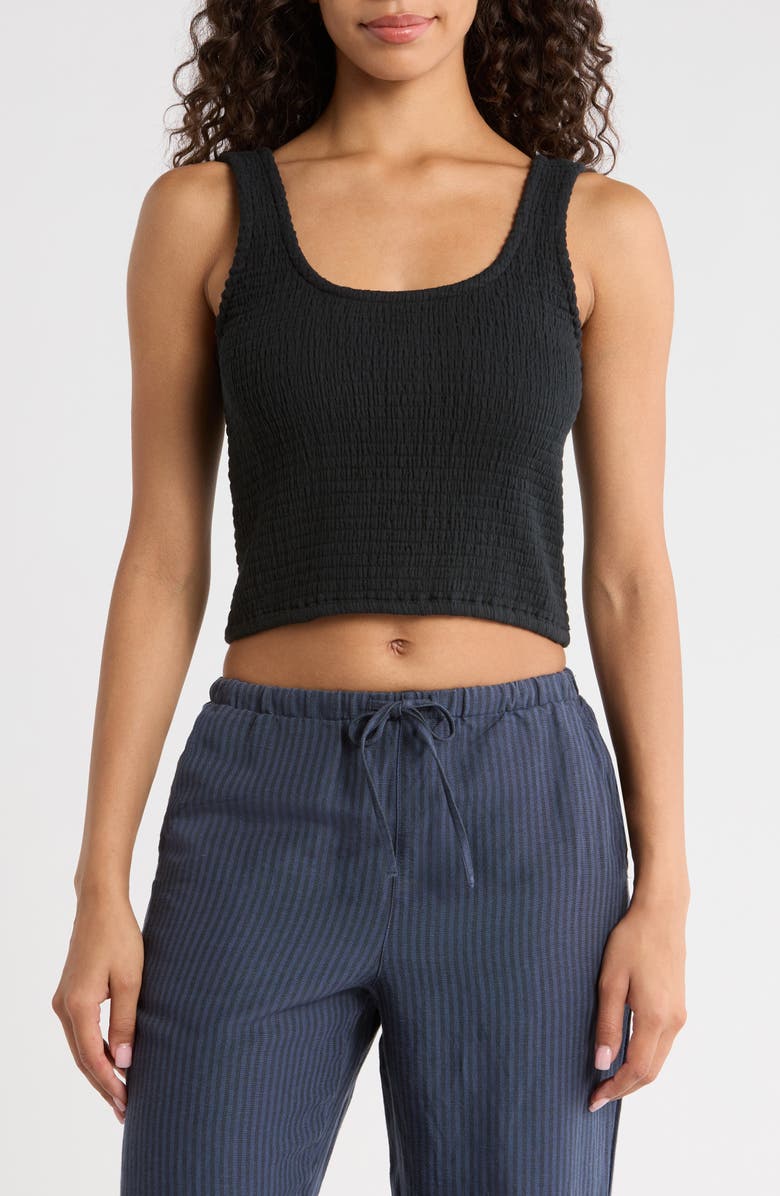 Marine Layer Coralina Crop Cotton Rib Tank, Main, color, Black