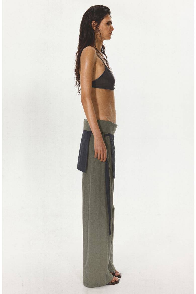 Tied Overlay Wide Leg Pants, Alternate, color, GREY