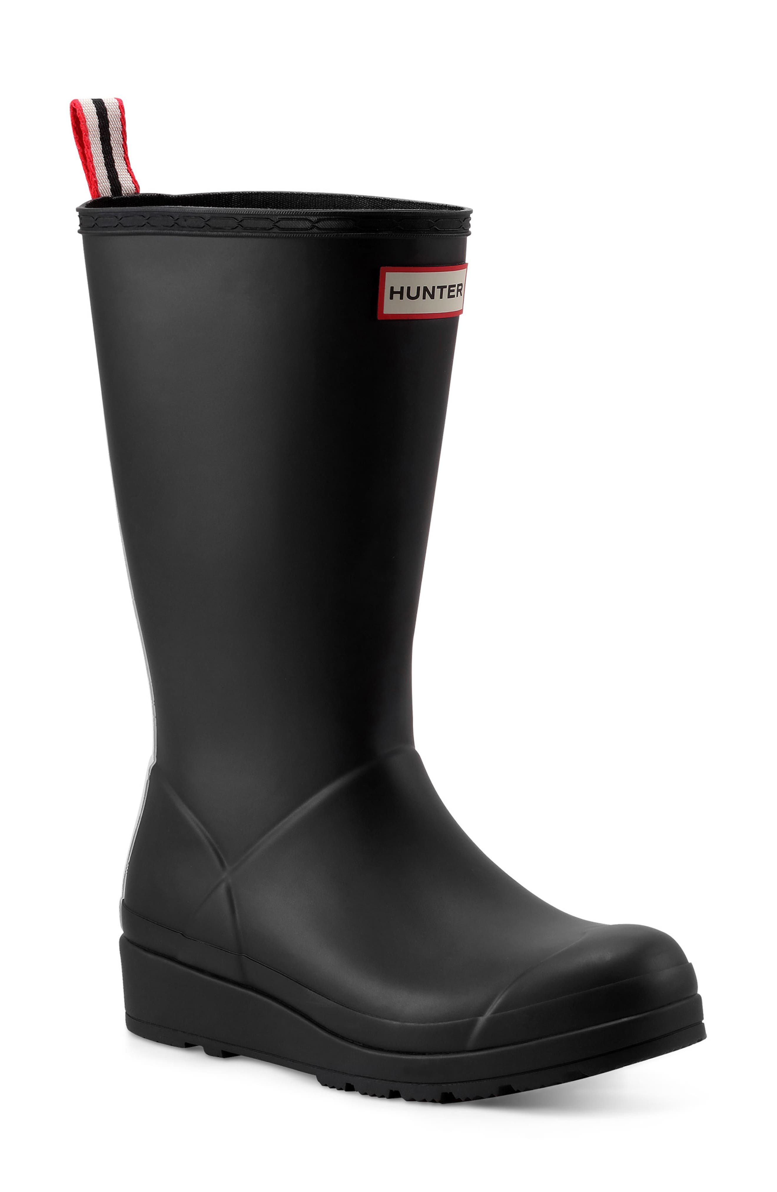 Hunter Original Play Tall Waterproof Rain Boot, Main, color, Black