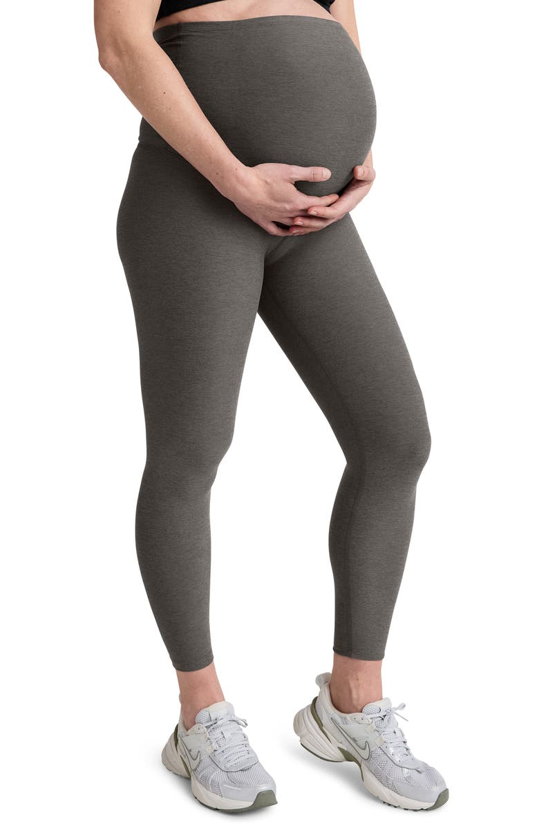 Beyond Yoga Empire Waist Maternity Leggings, Alternate, color, True Gray Heather