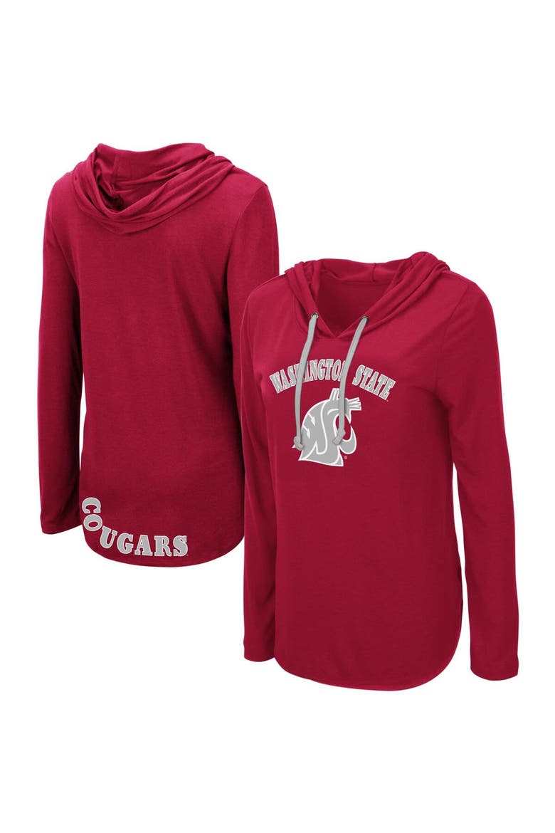 Women's Colosseum Crimson Washington State Cougars My Lover Lightweight Hooded Long Sleeve T-Shirt, Main, color, Crimson