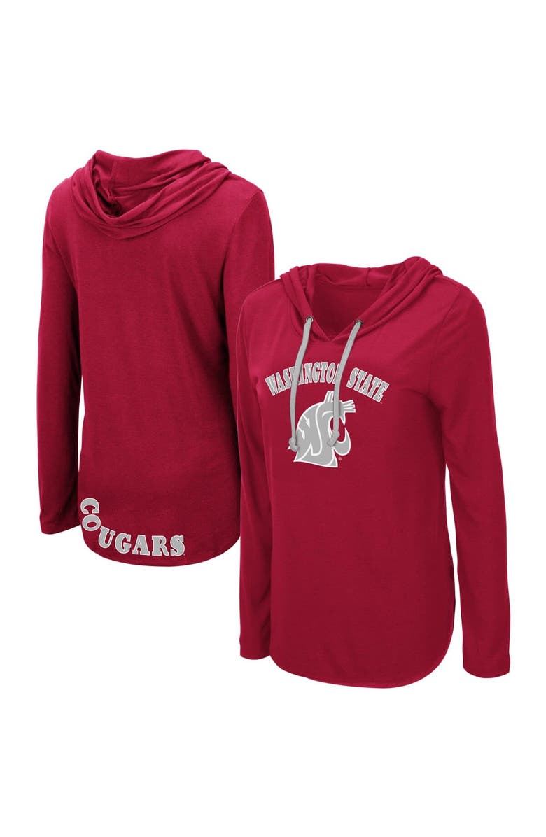 COLOSSEUM Women's Colosseum Crimson Washington State Cougars My Lover Lightweight Hooded Long Sleeve T-Shirt, Main, color, 