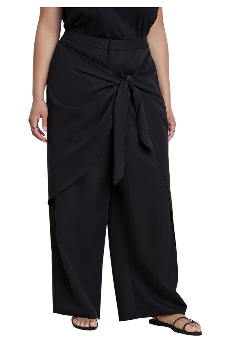 Wrap Detail Trouser, Main, color, BLACK ONYX