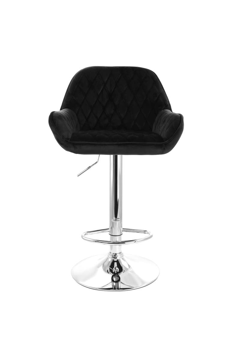 Elama 2 Piece Adjustable Velvet Bar Stools, Alternate, color, Black