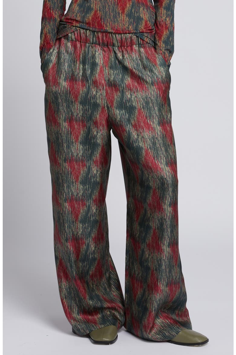 Lipiovra Abstract Print Silk Pants, Main, color, DARK GREY