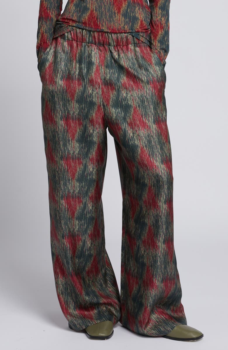 MM by Max Mara Lipiovra Abstract Print Silk Pants, Main, color, Dark Grey