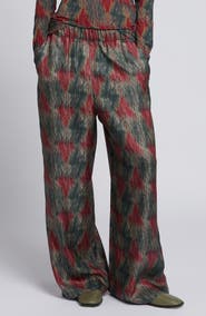 MM by Max Mara Lipiovra Abstract Print Silk Pants