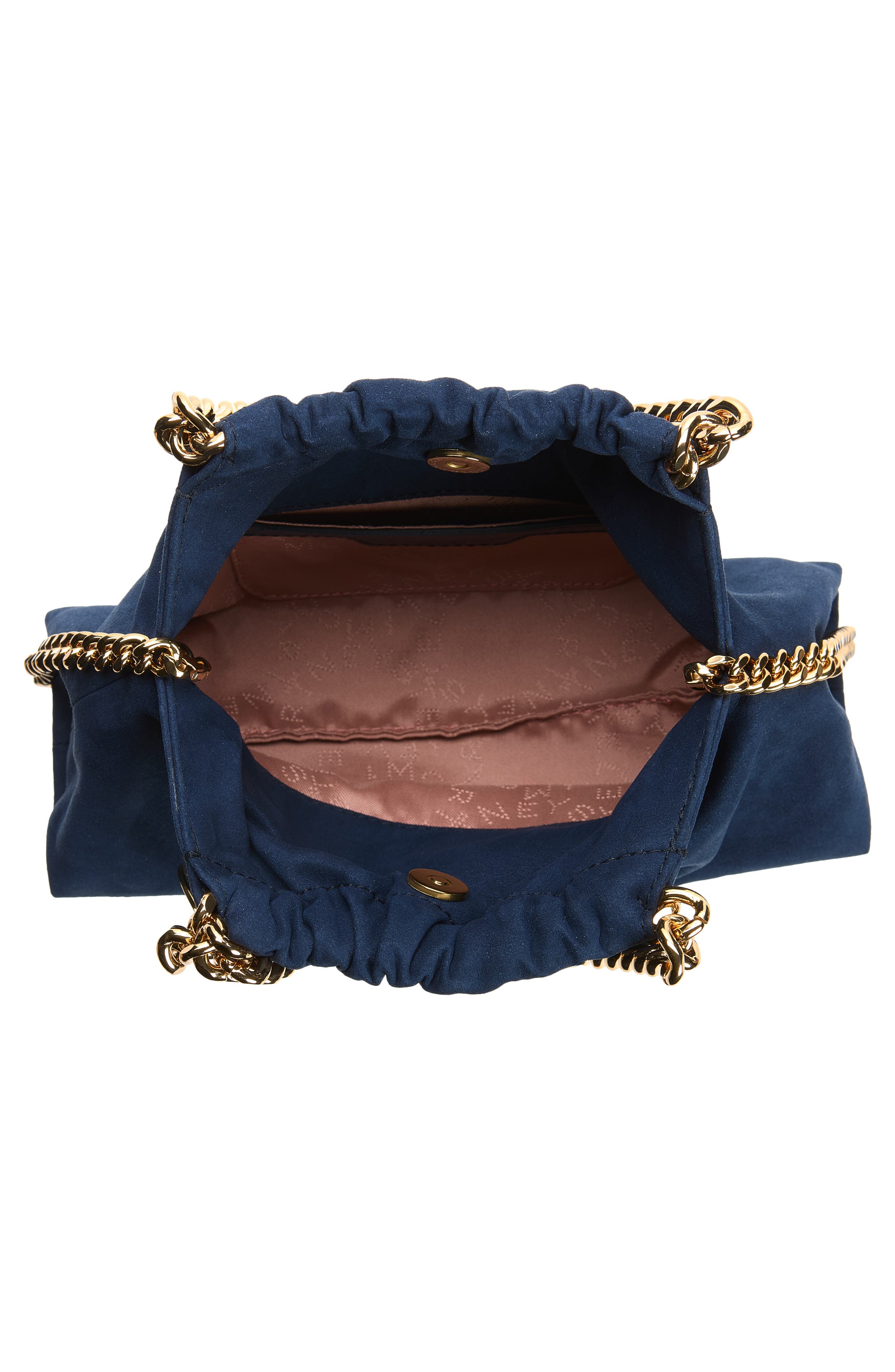 Mini Falabella Faux Suede Drawstring Bag, Alternate, color, NAVY