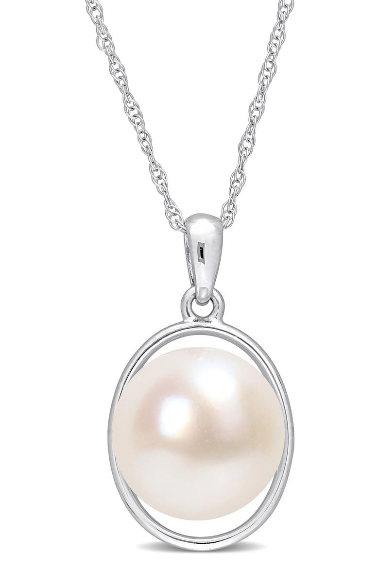 9.5-10mm Freshwater Cultured Pearl Pendant Necklace, Main, color, WHITE