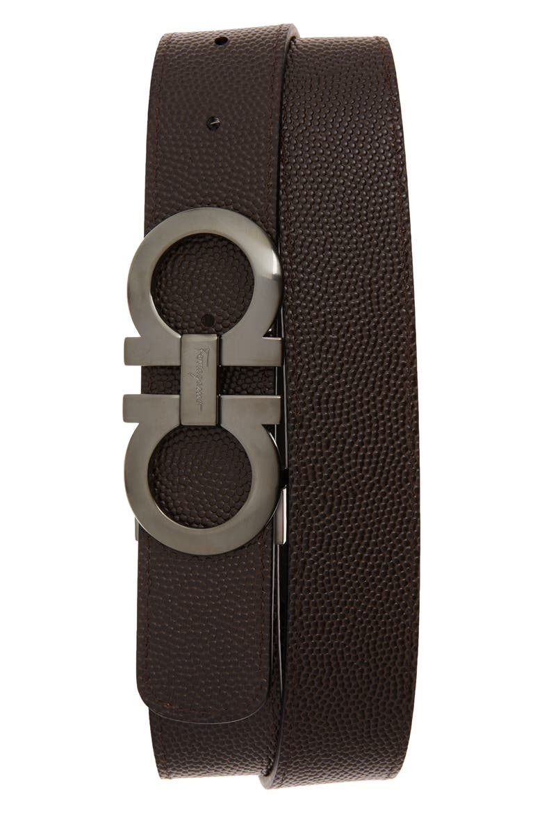 Salvatore Ferragamo Leather Belt, Alternate, color, NERO/ CHOCOLATE