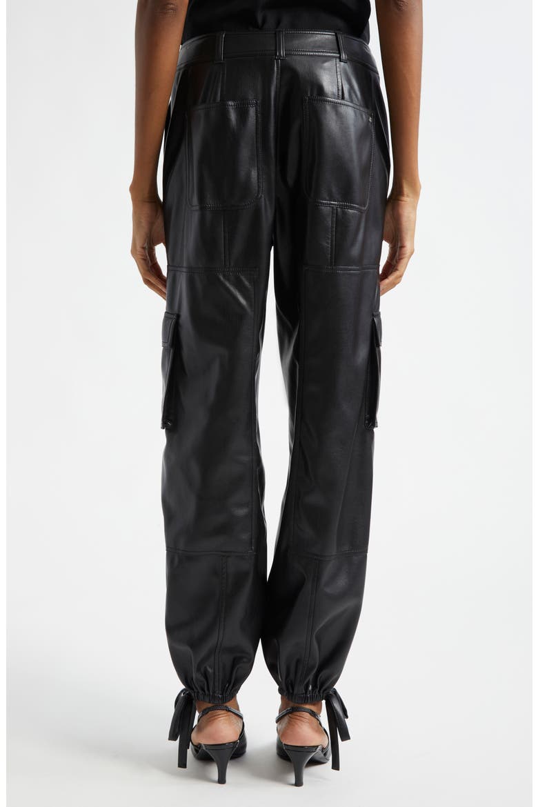 Faux Leather Cargo Joggers, Alternate, color, BLACK