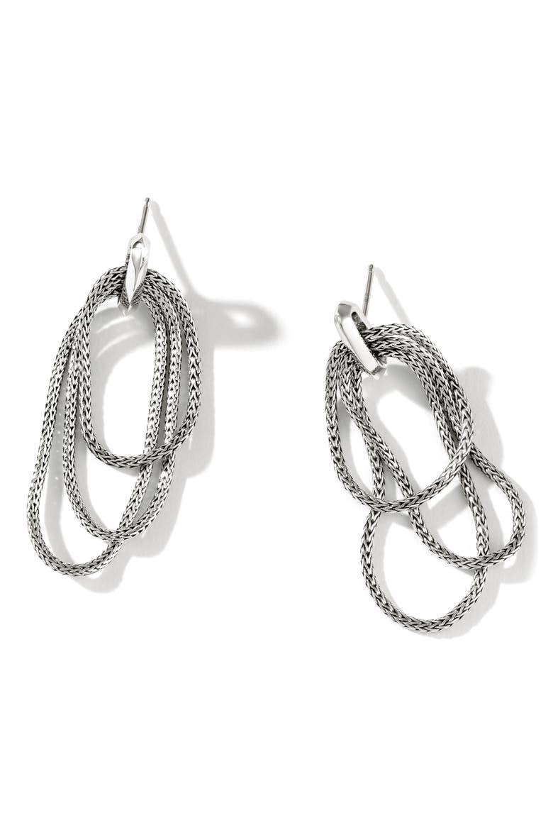 Classic Chain Link Drop Earrings, Main, color, SILVER