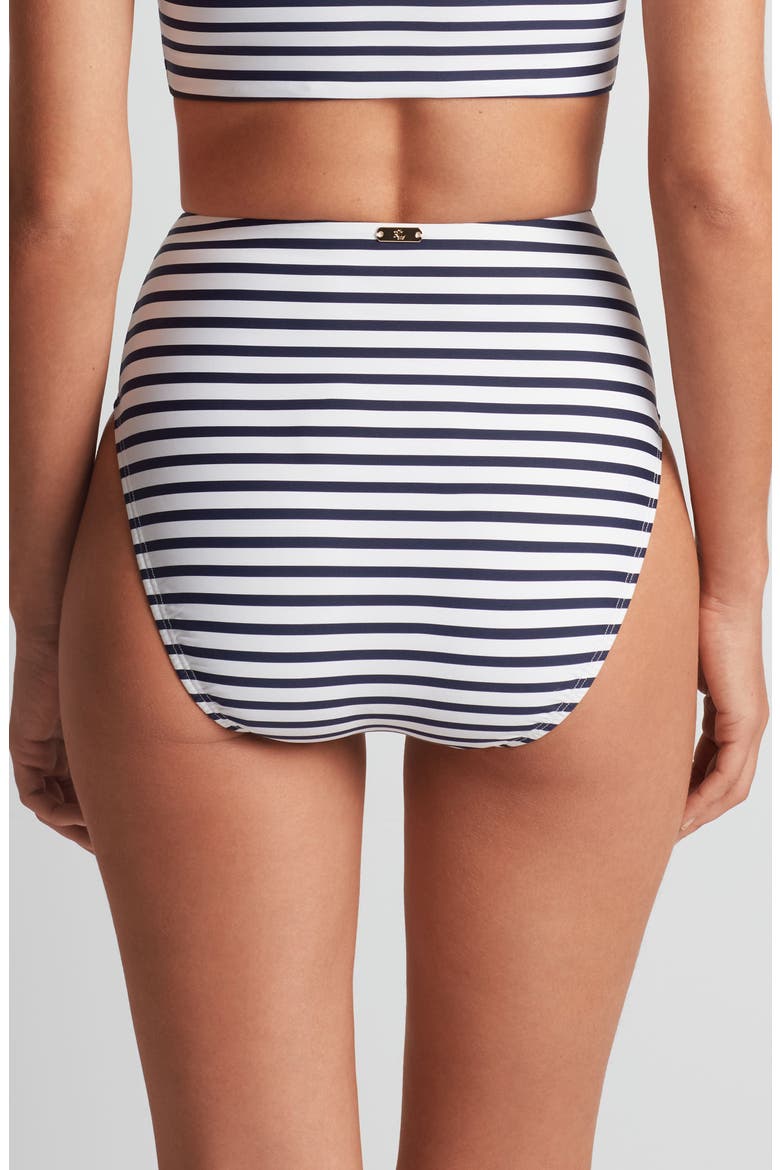 Modern High Waist Bikini Bottoms, Alternate, color, NAVY WHITE