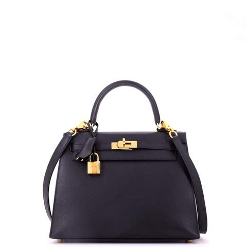 Kelly Handbag Black Epsom with Gold Hardware 25
