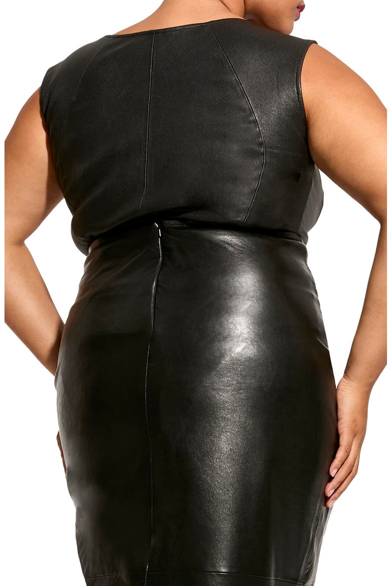 Poppy Stretch Leather Sleeveless Bodysuit, Alternate, color, BLACK