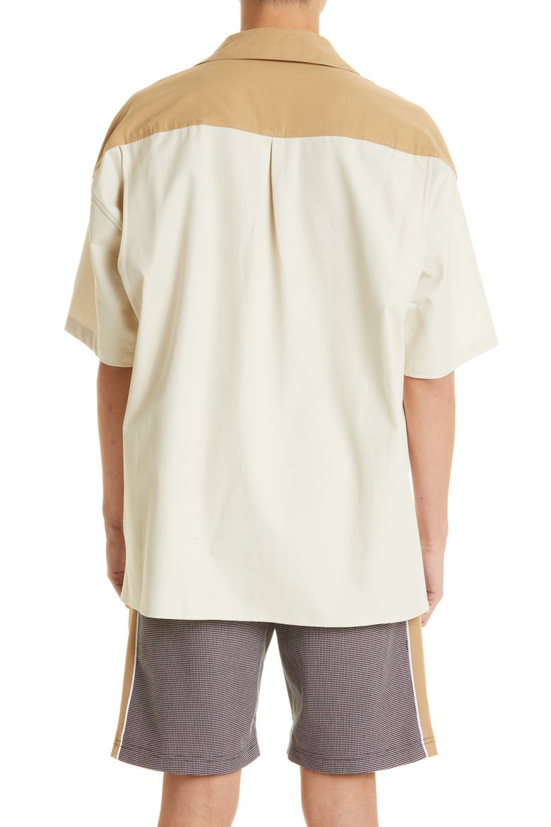 Robyn Colorblock Short Sleeve Button-Up Shirt, Alternate, color, CAMEL/ BEIGE