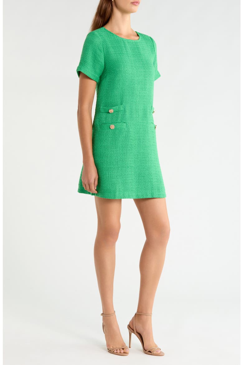 Kury Tweed A-Line Dress, Alternate, color, GREEN