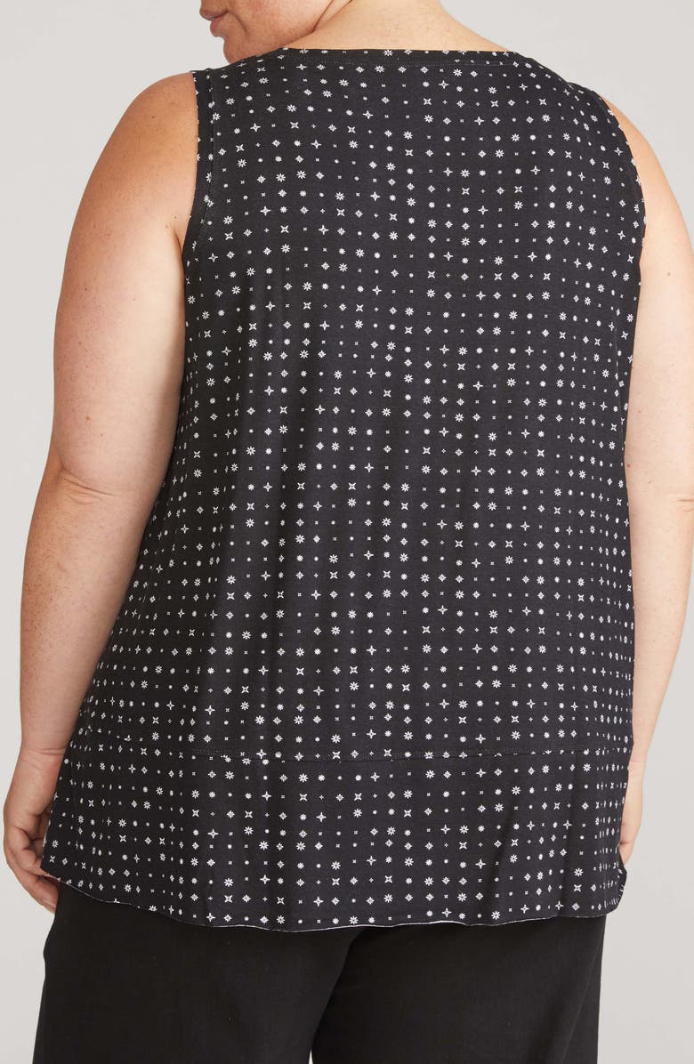 Universal Standard Hudson Liquid Jersey High-Low Tank Top, Alternate, color, Galactic Print In Black
