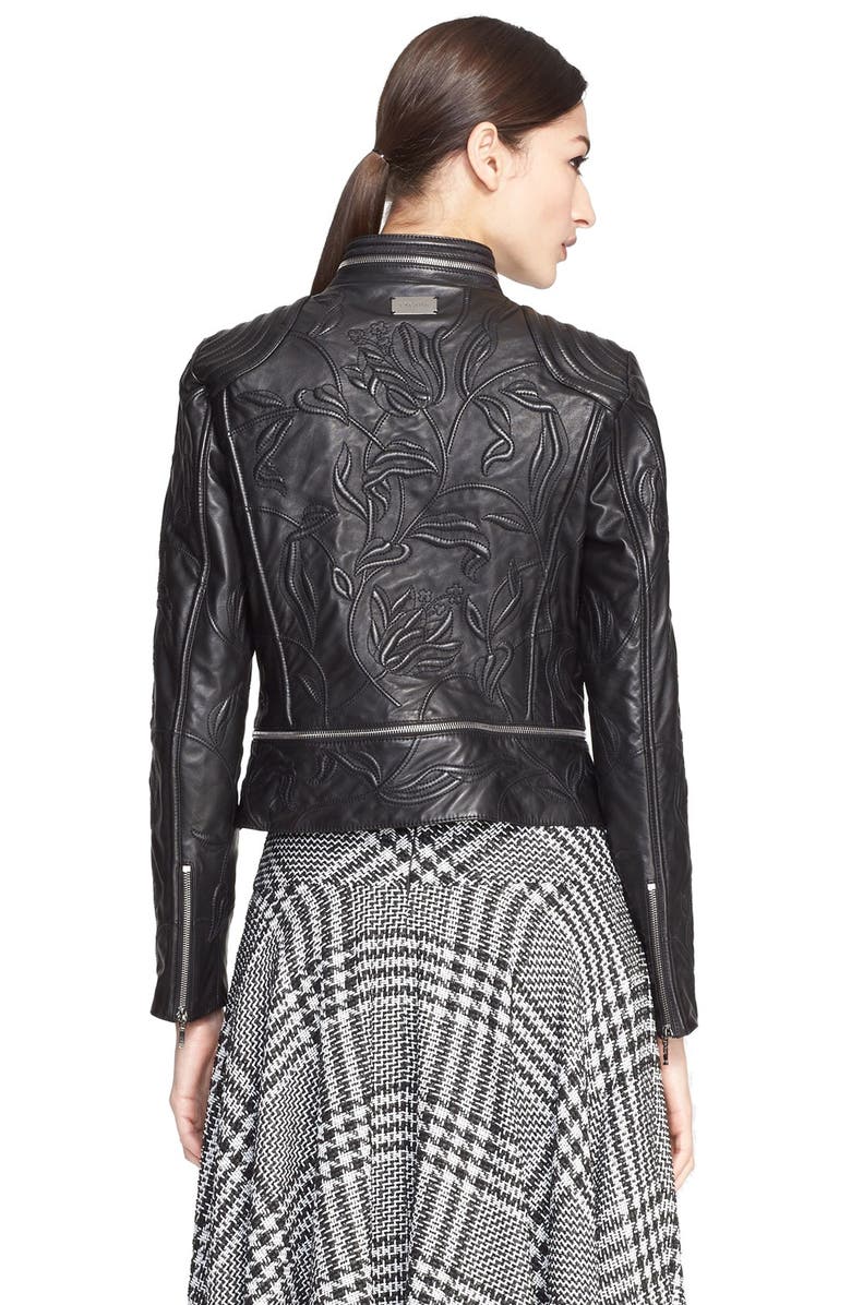 ESCADA Embossed Lambskin Leather Jacket, Alternate, color, 