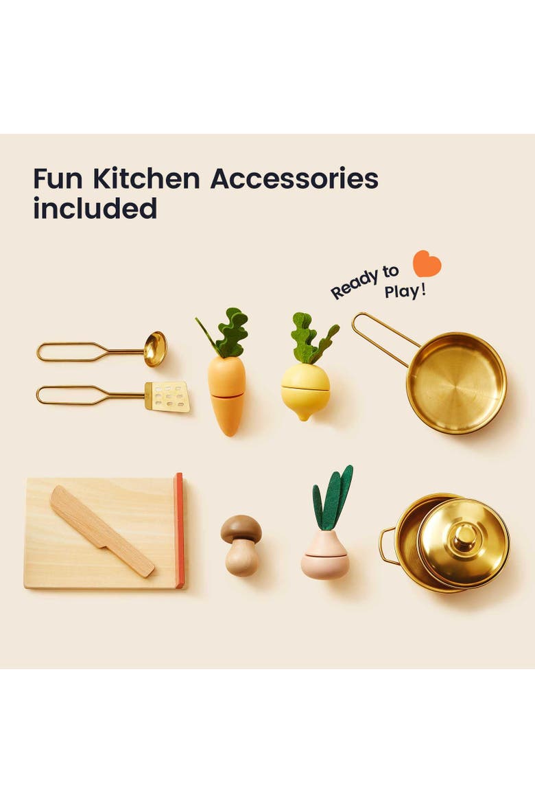 Mediterranean Wooden Play Kitchen Set for Toddlers, Alternate, color, Multicolor