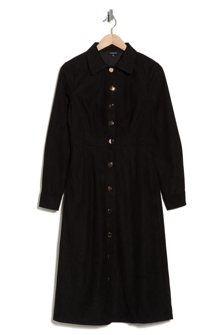Dion Long Sleeve Shirtdress, Alternate, color, BLACK