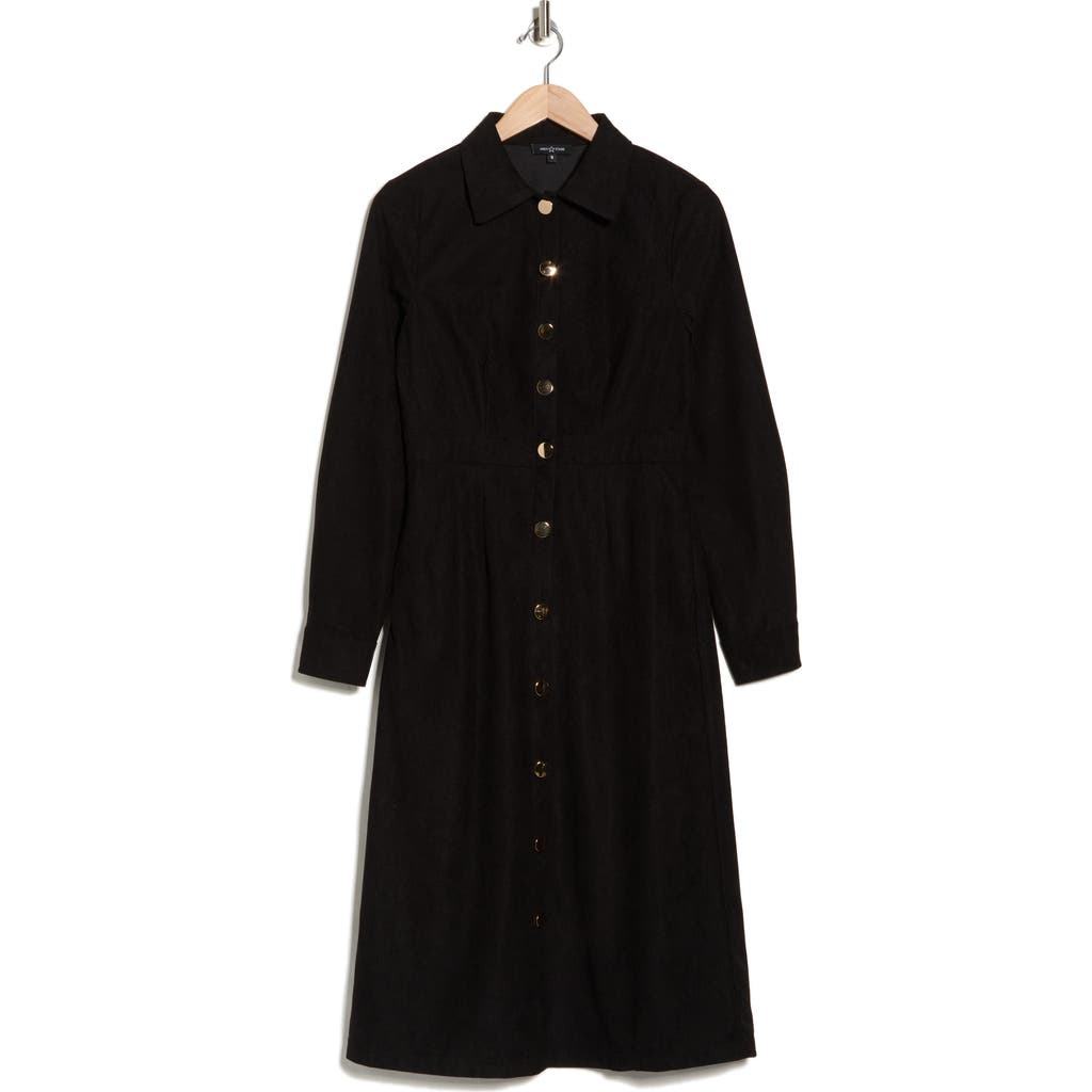 Area Stars Dion Long Sleeve Shirtdress In Black