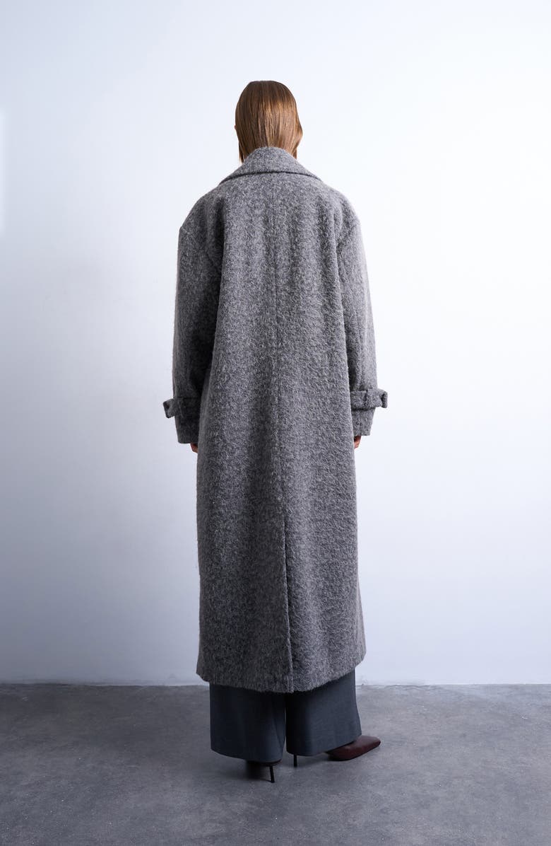 Topshop Chuck On Longline Brushed Coat, Alternate, color, Charcoal
