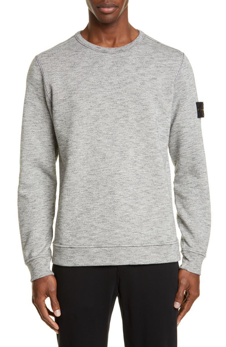 Stone Island Mélange Fleece Crewneck Sweatshirt, Main, color, 