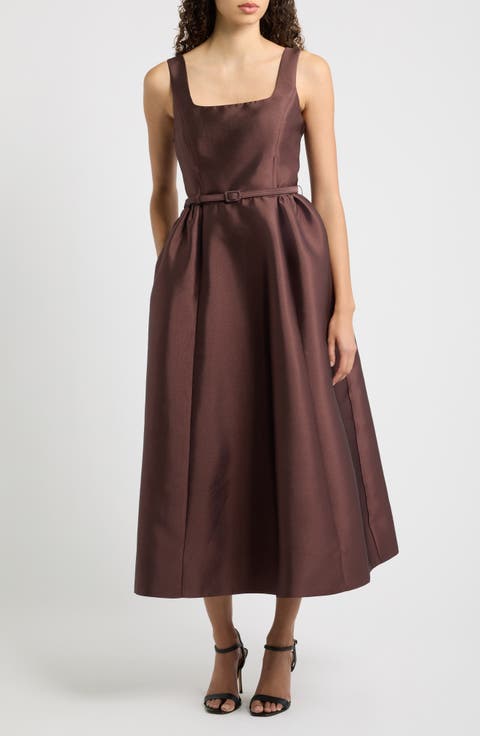 Belted Fit & Flare Gown