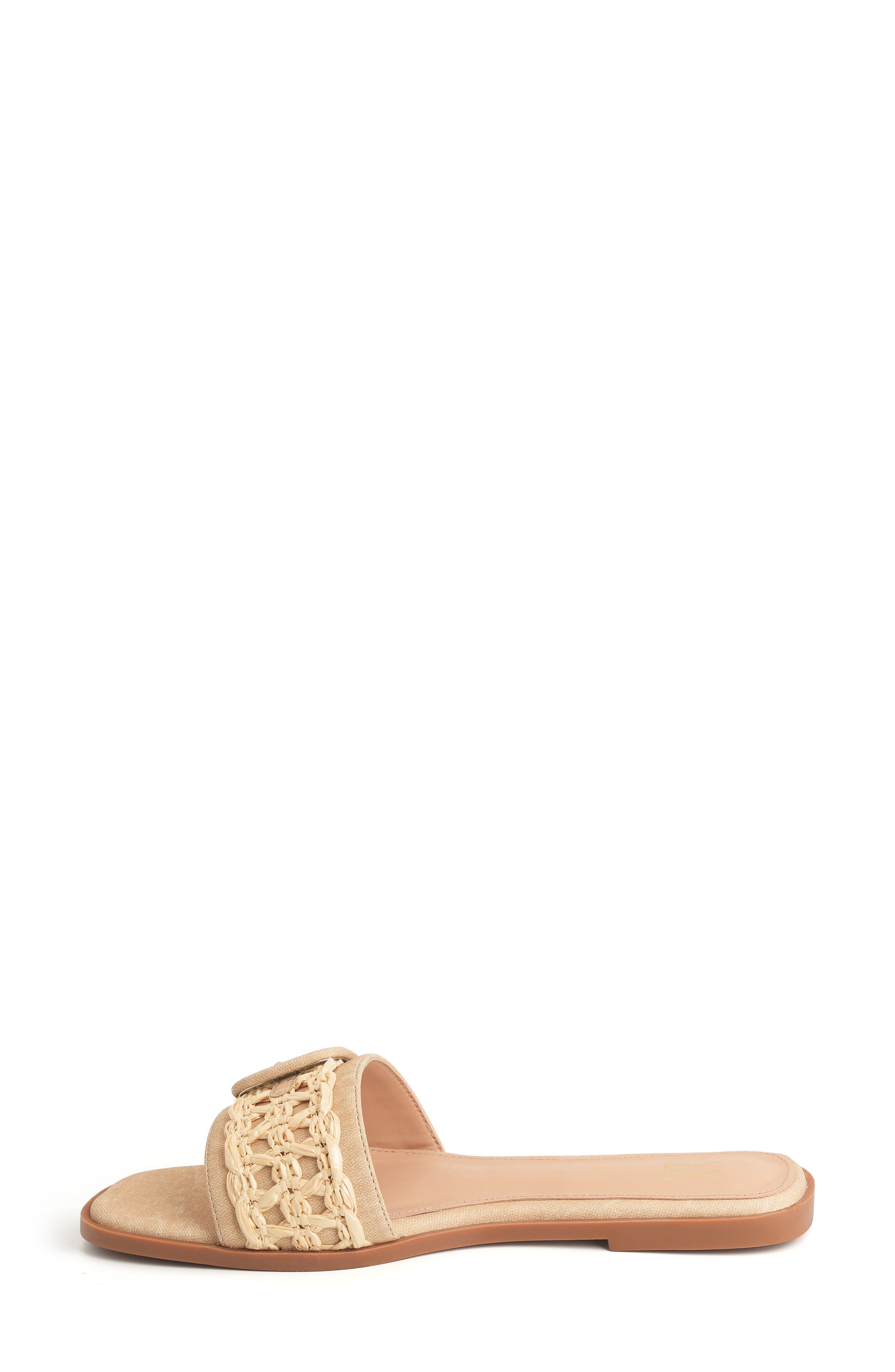 Amber Woven Buckle Slide Sandal, Alternate, color, NATURAL