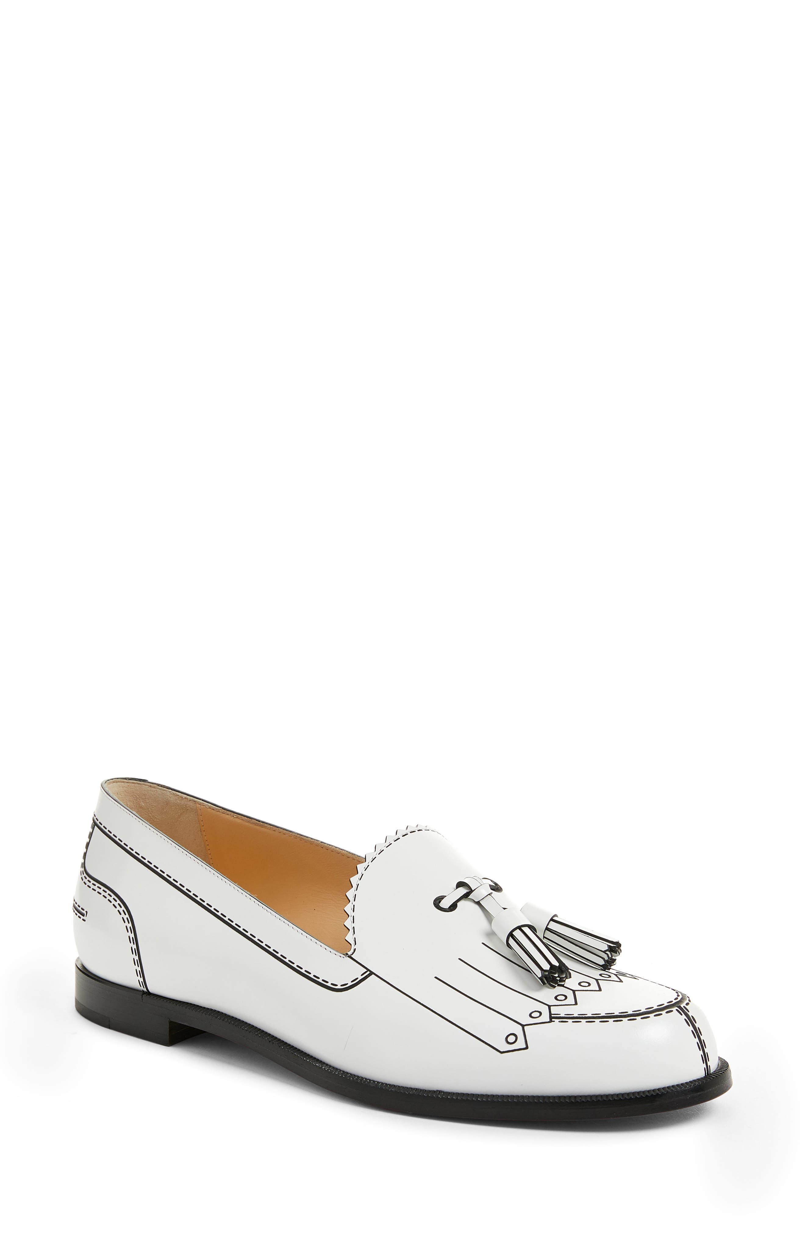 Trompinetta Trompe L'oeil Loafer, Main, color, WHITE/ BLACK