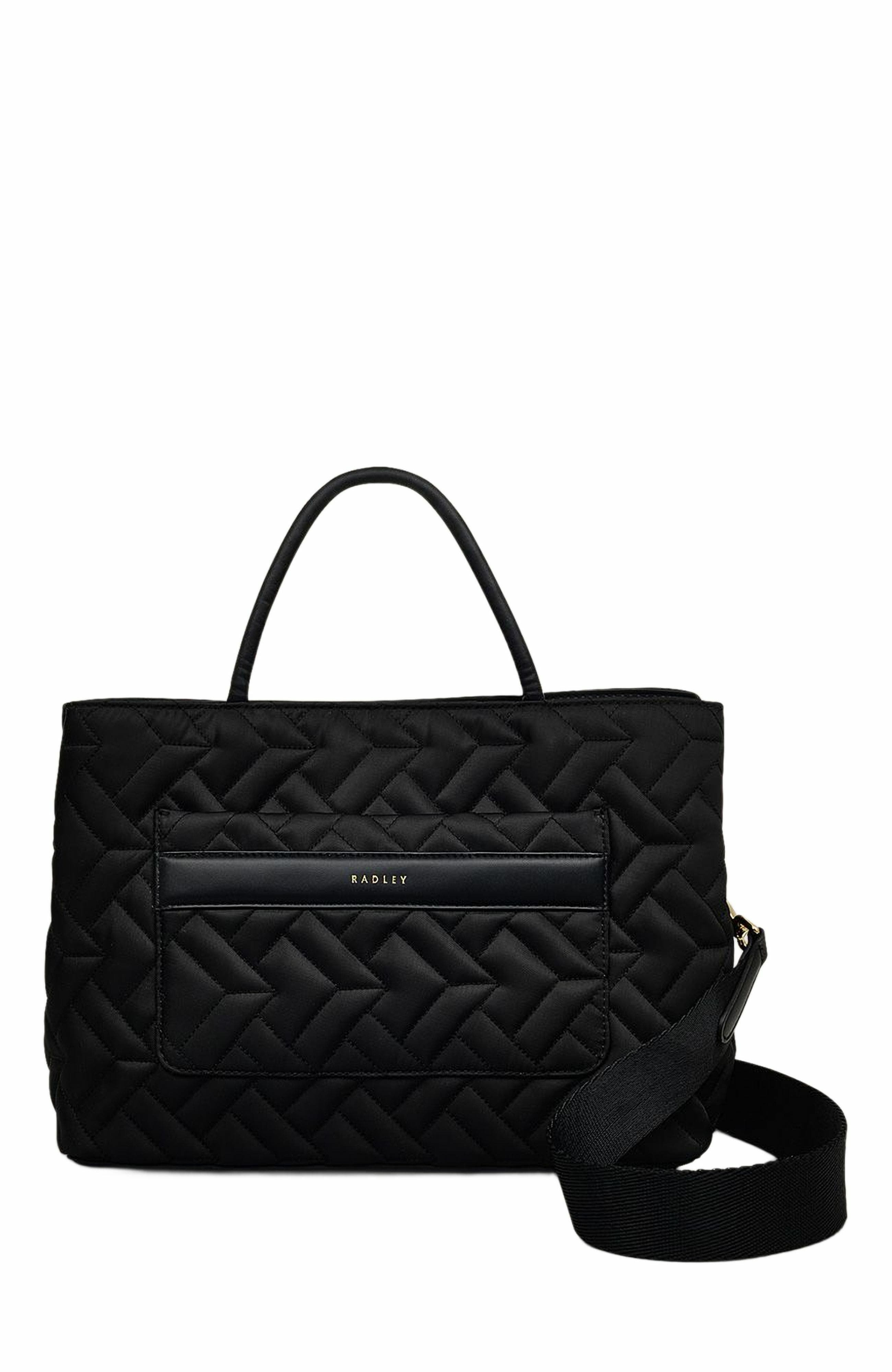 Radley Holland Park - Quilt Medium Ziptop Satchel Bag, Main, color, Black