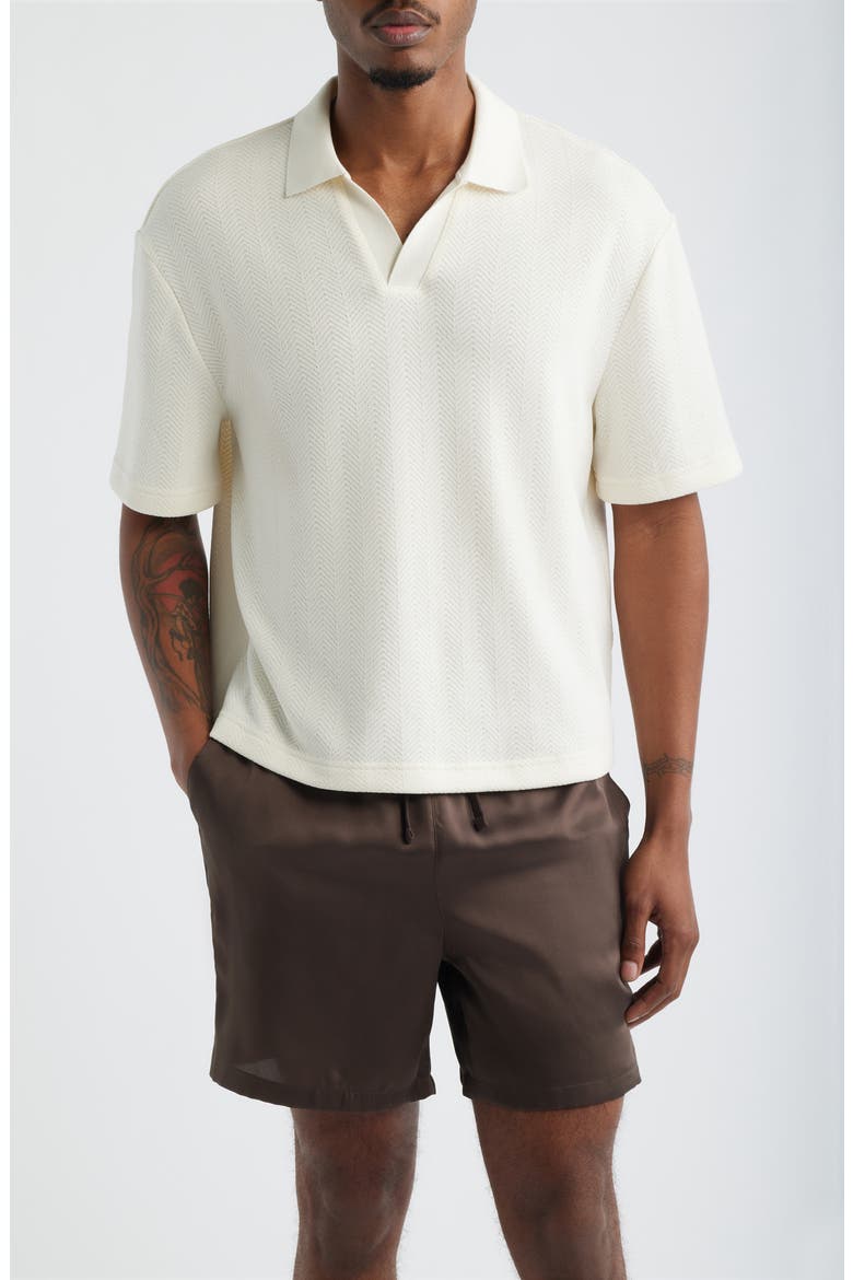 Knit Johnny Collar Polo, Main, color, IVORY EGRET