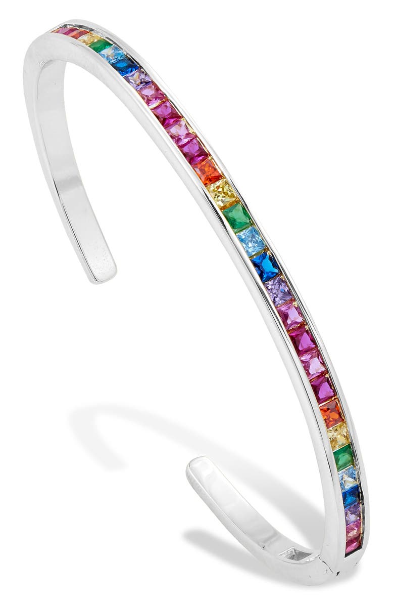 SAVVY CIE JEWELS Rainbow CZ Bangle Bracelet, Main, color, 