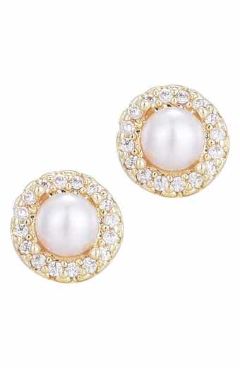 Adornia Freshwater Pearl & Cubic Zirconia Halo Stud Earrings