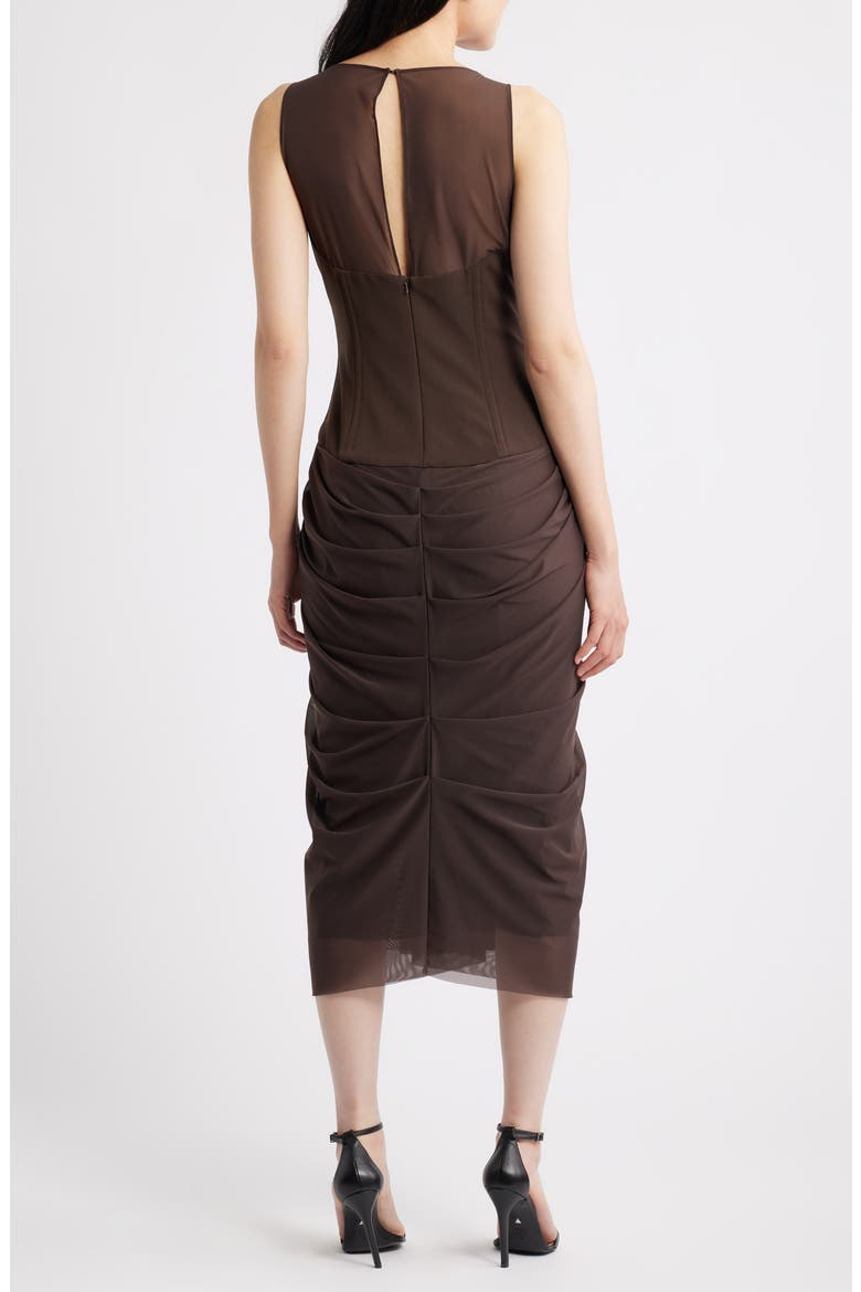 Elara Corset Midi Dress, Alternate, color, ESPRESSO