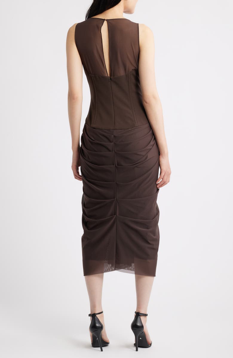 Black Halo Elara Corset Midi Dress, Alternate, color, Espresso