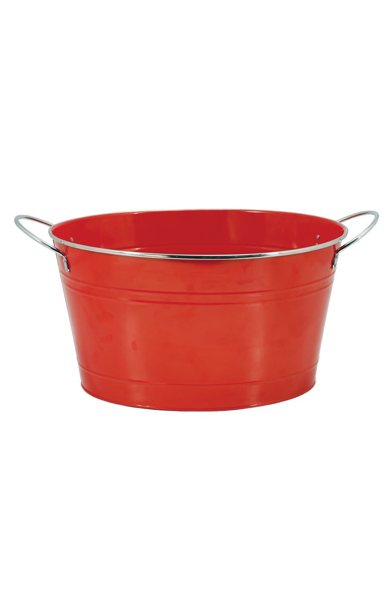 TWINE Big Red Galvanized Metal Beverage Tub, Alternate, color, Red